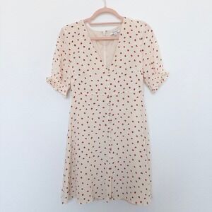 Madewell Womens Dress Size S Cream Strawberry Silk Puff‎ Sleeve Cottage Coquette